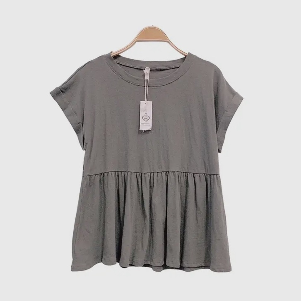 Gray Babydoll Cropped Tee